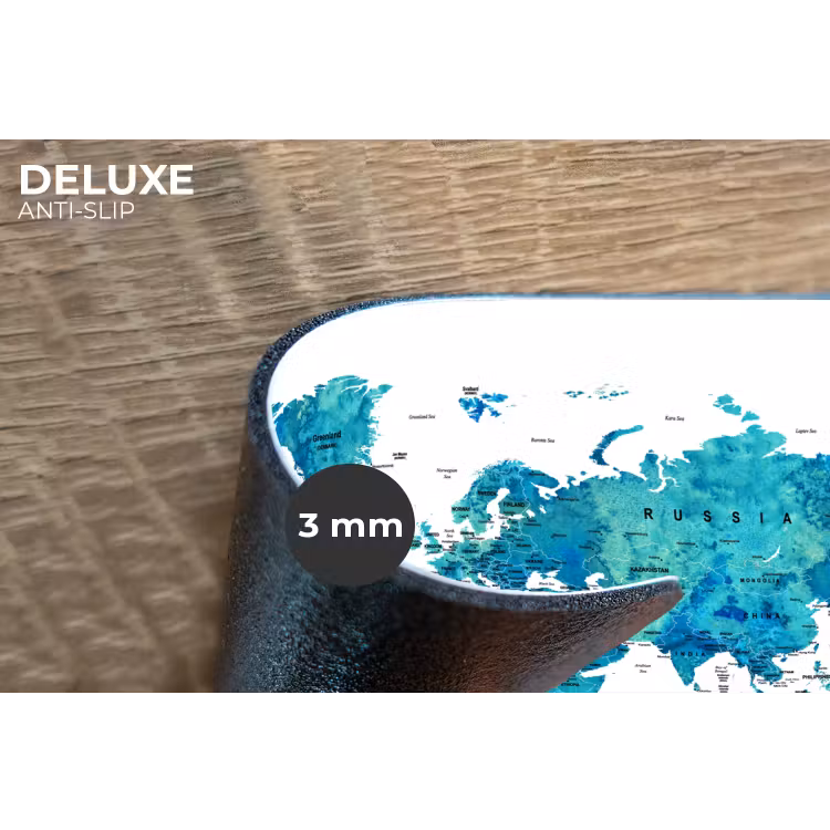 Wereldkaart - Blauw - Kleurrijk Placemat vinyl groot -closeup