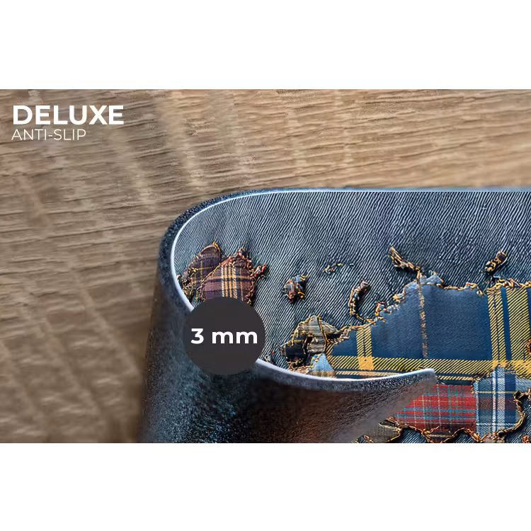 Wereldkaart - Denim - Textiel Placemat vinyl groot -closeup