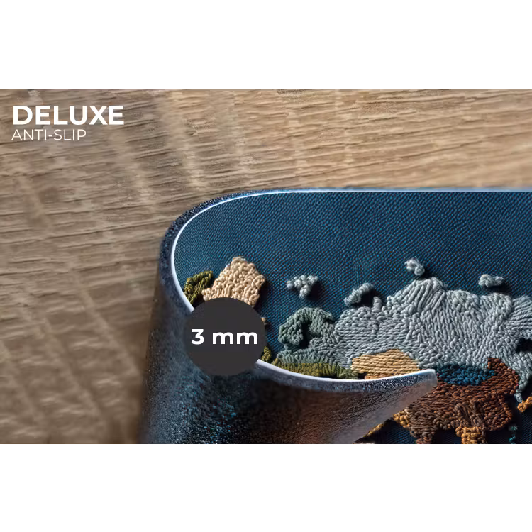 Wereldkaart - Geborduurd - Verschillende tinten Placemat vinyl groot -closeup
