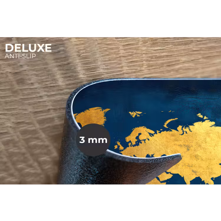 Wereldkaart - Goud - Donkerblauw Placemat vinyl groot -closeup
