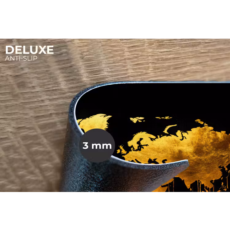 Wereldkaart - Goud - Druipen - Zwart Placemat vinyl groot -closeup