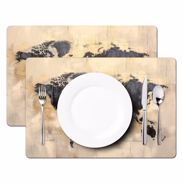 Wereldkaart - Goud - Zwart - Abstract Placemat vinyl groot -zzsfeer2_Kitchenyeah-website