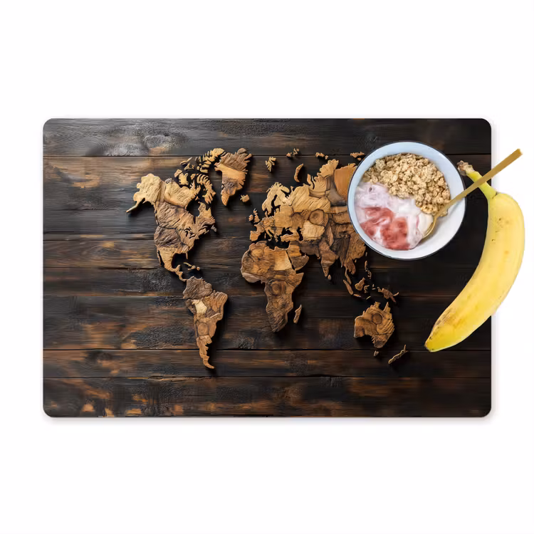Wereldkaart -  Hout - Mozaïek Placemat vinyl groot -zzzproduct_Kitchenyeah-website