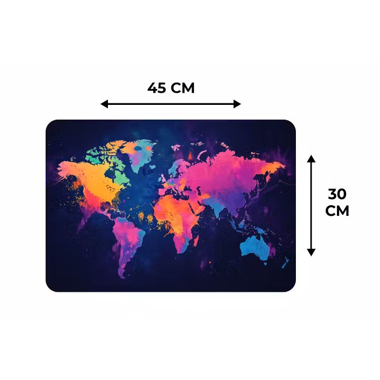 Wereldkaart - Kleurrijk - Graffiti Placemat vinyl groot -specs