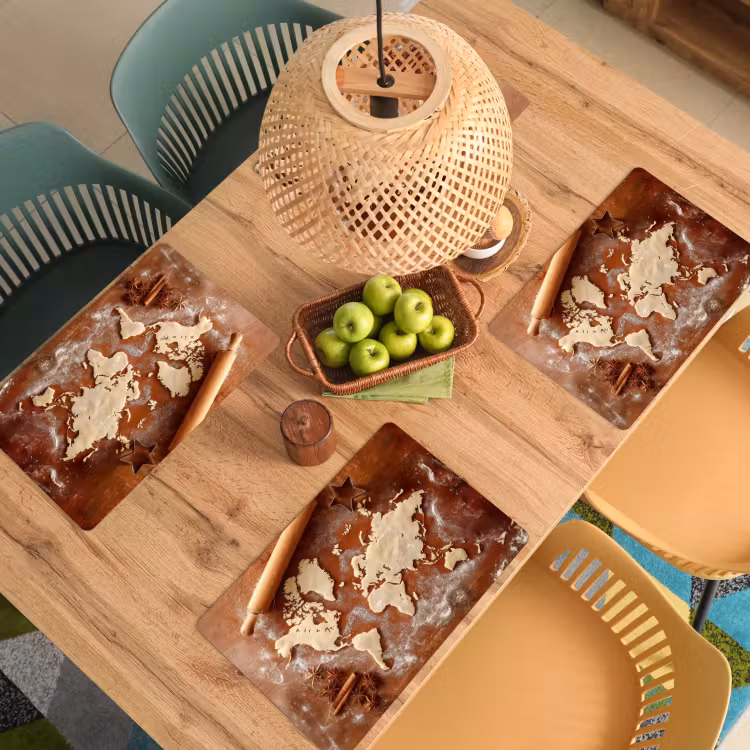 Wereldkaart - Koekjesdeeg - Warme baksfeer Placemat vinyl groot -zzsfeer5_Kitchenyeah-website