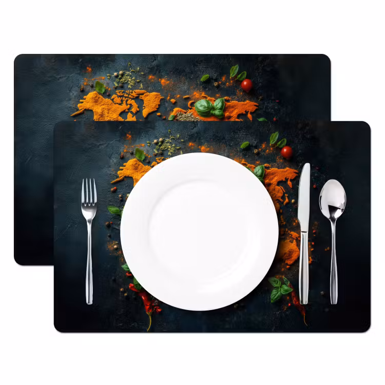 Wereldkaart - Kruiden - Levendige kleuren Placemat vinyl groot -zzsfeer2_Kitchenyeah-website