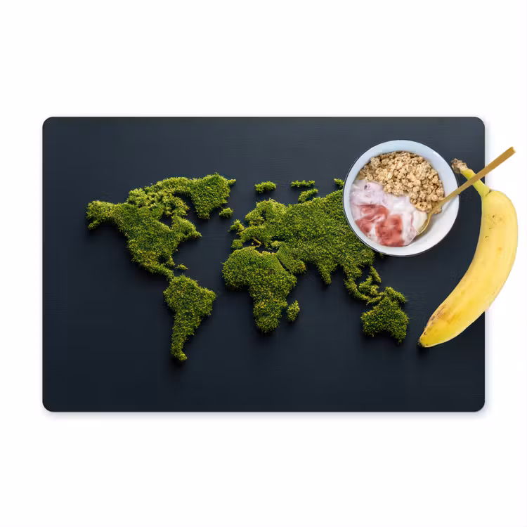 Wereldkaart - Mos -Levendig effect Placemat vinyl groot -zzzproduct_Kitchenyeah-website