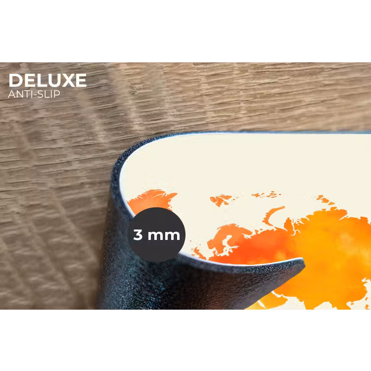 Wereldkaart - Oranje - Kleurrijk Placemat vinyl groot -closeup