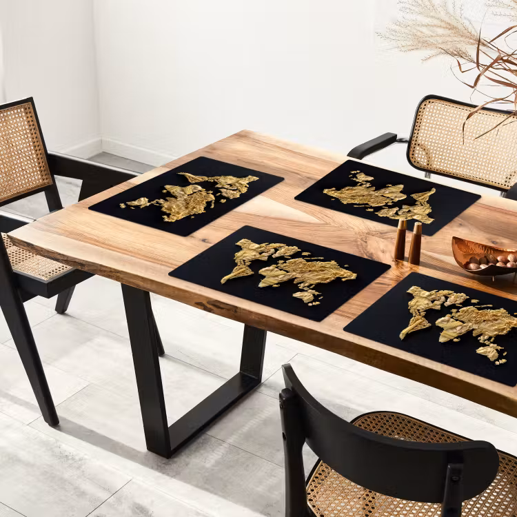 Wereldkaart - Pasta - Zwart Placemat vinyl groot -zzsfeer4_Kitchenyeah-website