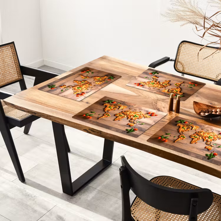 Wereldkaart - Pizza - Houten ondergrond Placemat vinyl groot -zzsfeer4_Kitchenyeah-website