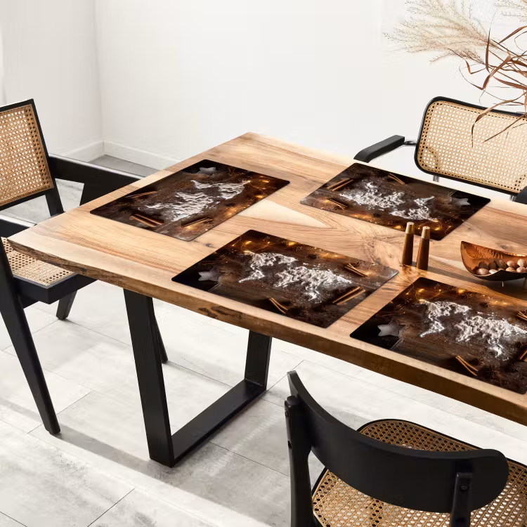 Wereldkaart - Poedersuiker - Hout Placemat vinyl groot -zzsfeer4_Kitchenyeah-website
