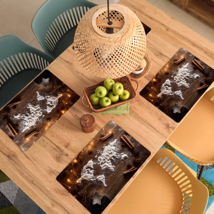 Wereldkaart - Poedersuiker - Hout Placemat vinyl groot -zzsfeer5_Kitchenyeah-website
