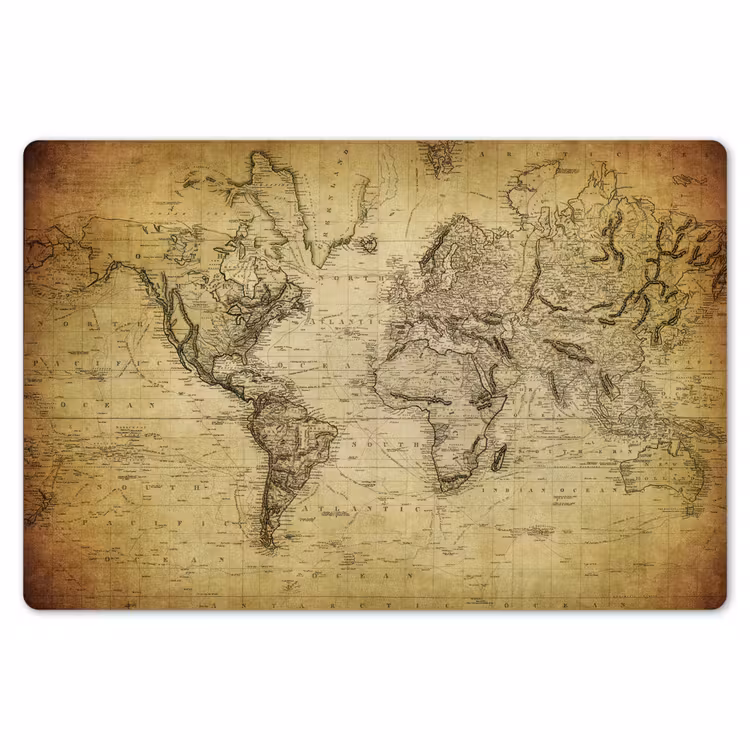 Wereldkaart - Vintage - Antiek - Bruin - Papier Placemat vinyl groot -zzsfeer1_Kitchenyeah-website