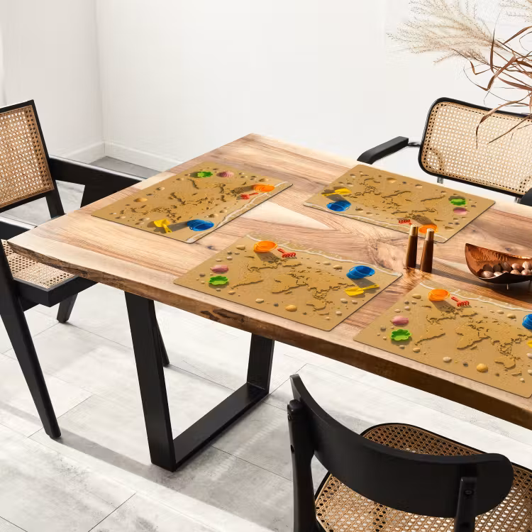 Wereldkaart - Zand - Kleurrijk - Zomer Placemat vinyl groot -zzsfeer4_Kitchenyeah-website