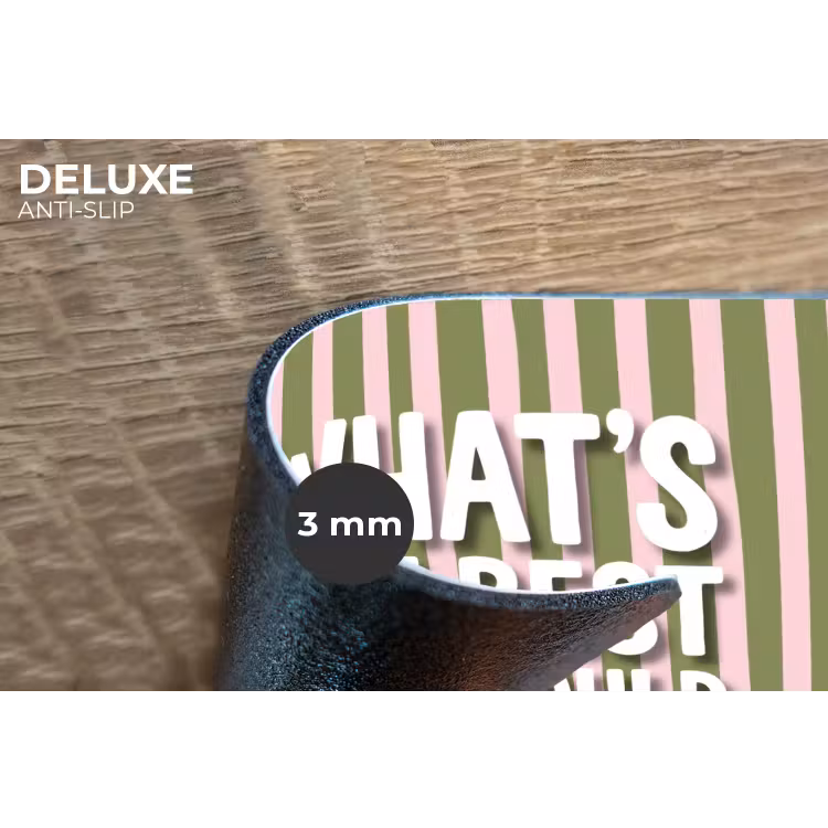 What's the best that could happen - Strepen - Groen - Roze Placemat vinyl groot -closeup