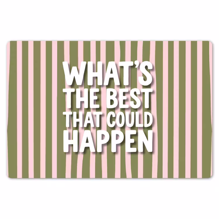 What's the best that could happen - Strepen - Groen - Roze Placemat vinyl groot -zzsfeer1_Kitchenyeah-website