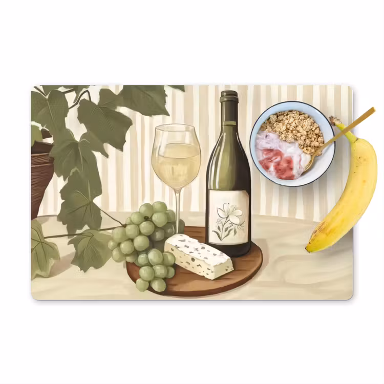 Wijn - Druiven - Kaas - Bladeren Placemat vinyl groot -zzzproduct_Kitchenyeah-website