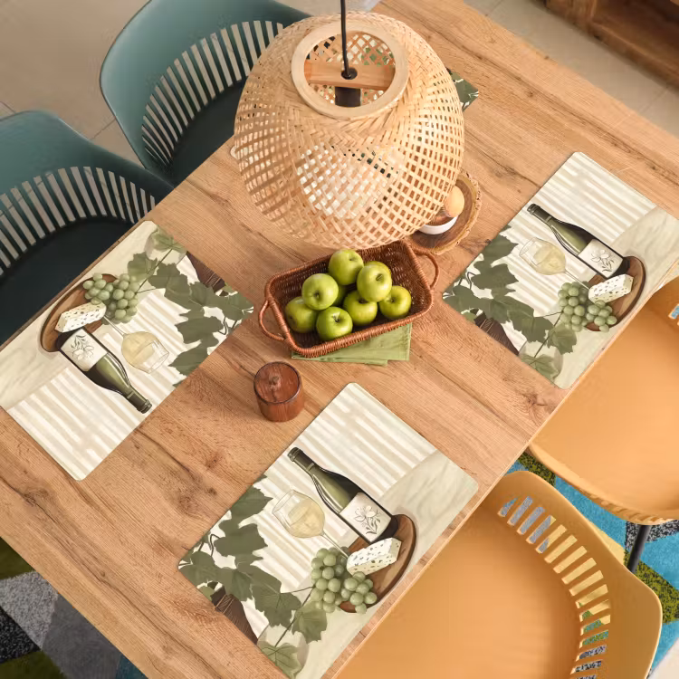 Wijn - Druiven - Kaas - Bladeren Placemat vinyl groot -zzsfeer5_Kitchenyeah-website
