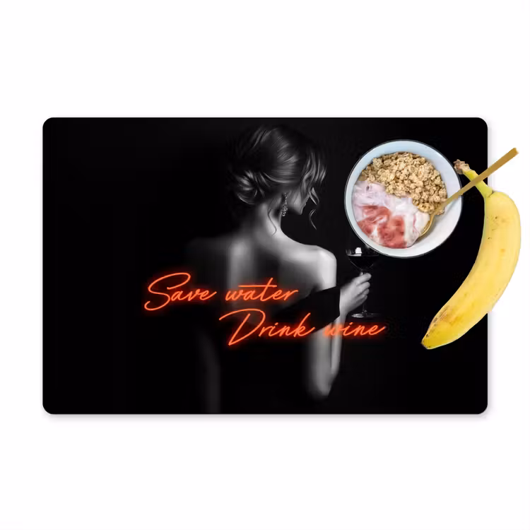 Wijn - Vrouw - Neon - Quote Placemat vinyl groot -zzzproduct_Kitchenyeah-website