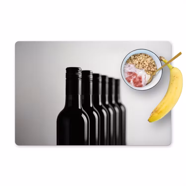 Wijnflessen - Zwart - Minimalistisch Placemat vinyl groot -zzzproduct_Kitchenyeah-website