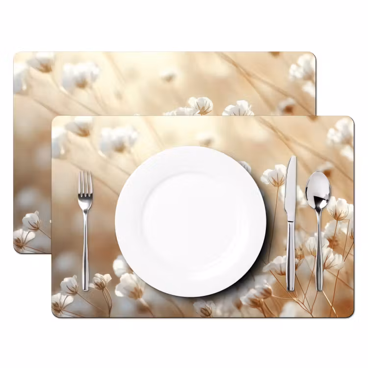 Wilde - Bloemen - Wit Placemat vinyl groot -zzsfeer2_Kitchenyeah-website