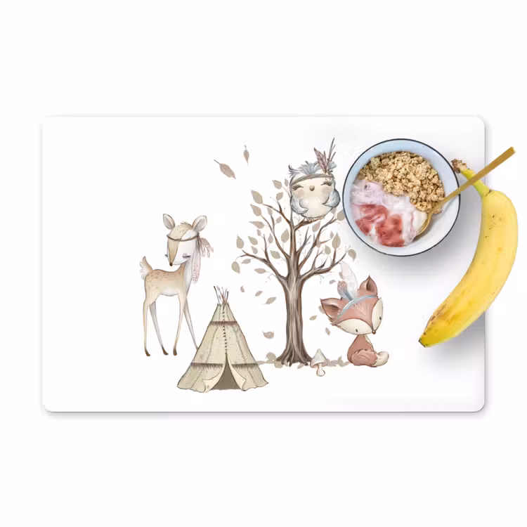 Wilde dieren - Bos - Illustratie Placemat vinyl groot -zzzproduct_Kitchenyeah-website