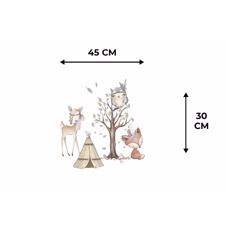Wilde dieren - Bos - Illustratie Placemat vinyl groot -specs