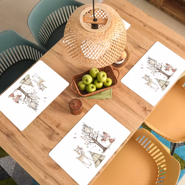 Wilde dieren - Bos - Illustratie Placemat vinyl groot -zzsfeer5_Kitchenyeah-website