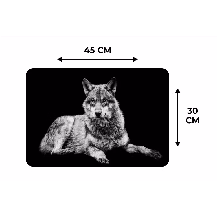 Wilde dieren - Wolf - Zwart - Wit Placemat vinyl groot -specs