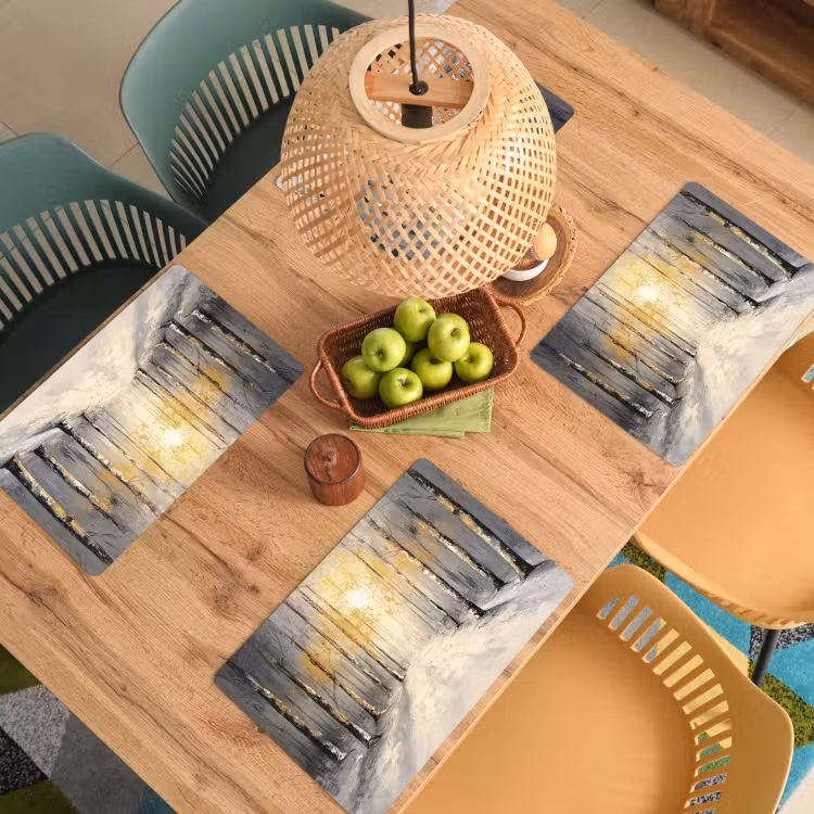 Winter - Abstract - Sneeuw - Natuur - Zon Placemat vinyl groot -zzsfeer5_Kitchenyeah-website