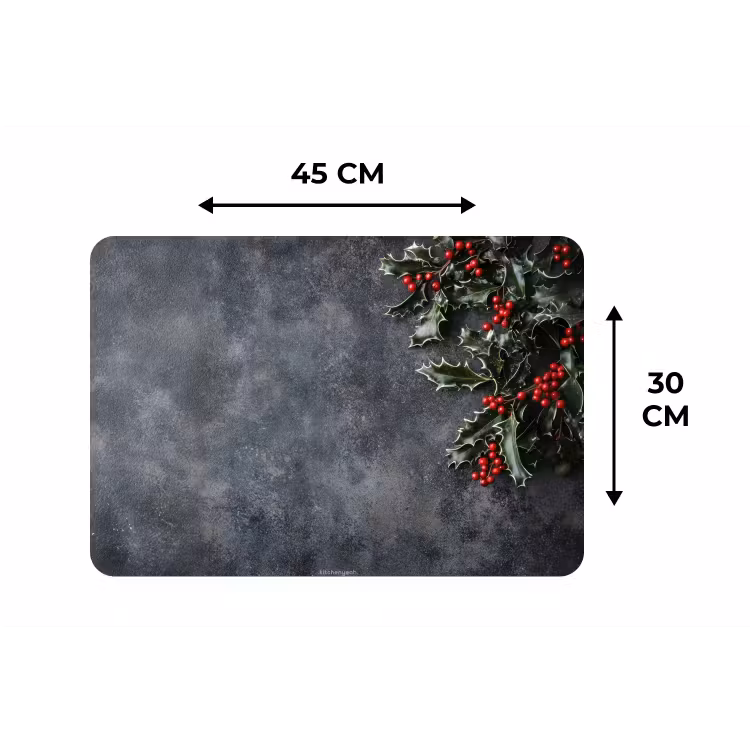 Winter - Hulst - Kerst - Beton Placemat vinyl groot -specs