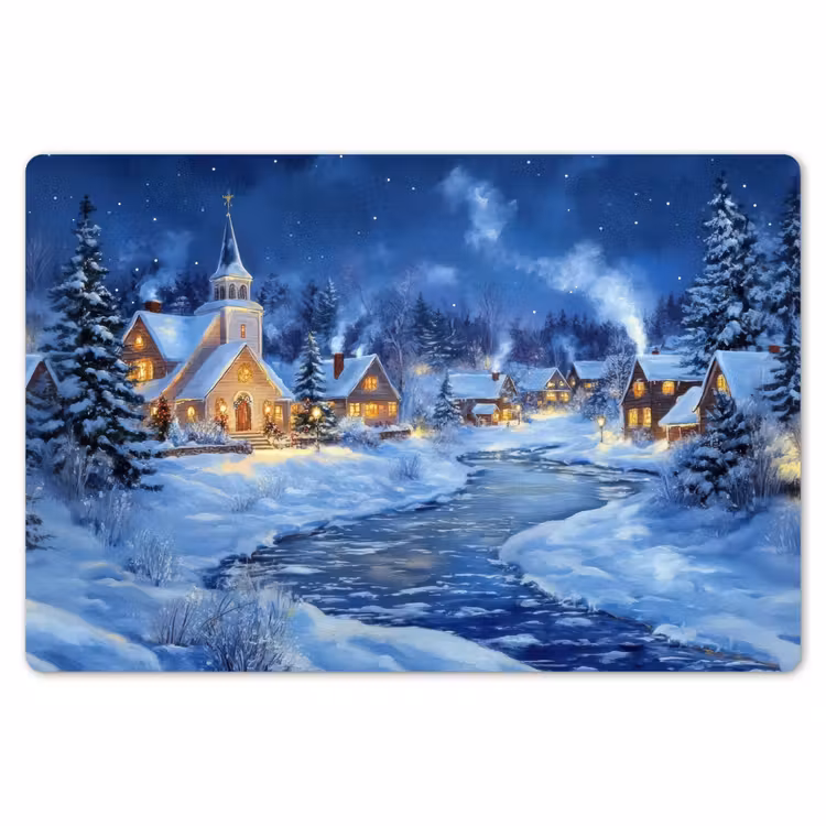 Winteravond - Kerstdorp - Donker Placemat vinyl groot -zzsfeer1_Kitchenyeah-website
