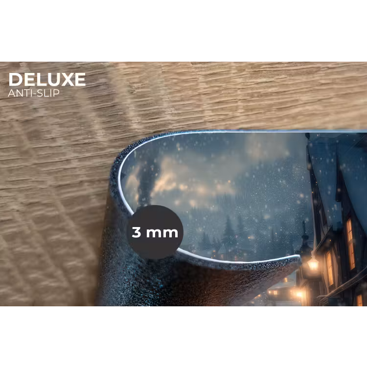 Winterdorp - Sneeuw - Donker Placemat vinyl groot -closeup