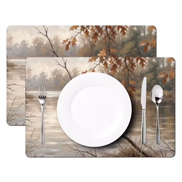 Winterkoninkje - Tak - Rivier - Natuur - Sfeervol Placemat vinyl groot -zzsfeer2_Kitchenyeah-website