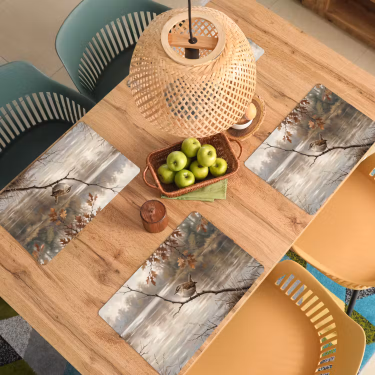 Winterkoninkje - Tak - Rivier - Natuur - Sfeervol Placemat vinyl groot -zzsfeer5_Kitchenyeah-website