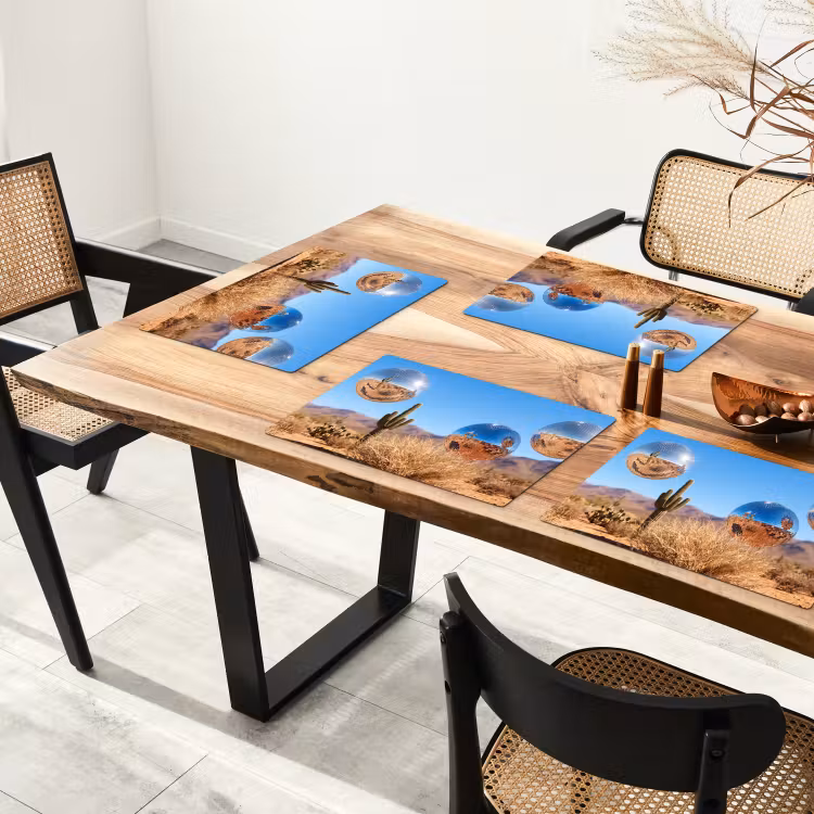 Placemat - 6 stuks - Woestijn - Spiegelbal - Kunst - Woestijn - Spiegelbal - Kunst Placemat vinyl groot