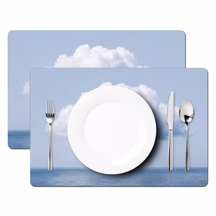 Placemat - 6 stuks - Wolk - Regen - Natuur - Wolk - Regen - Natuur Placemat vinyl groot