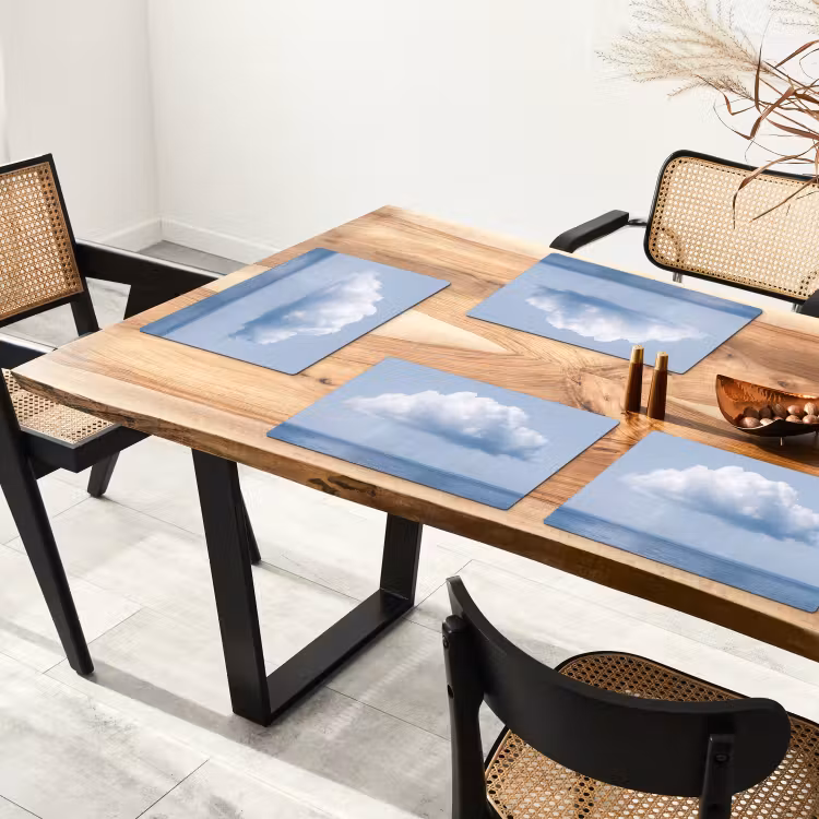 Placemat - 6 stuks - Wolk - Regen - Natuur - Wolk - Regen - Natuur Placemat vinyl groot