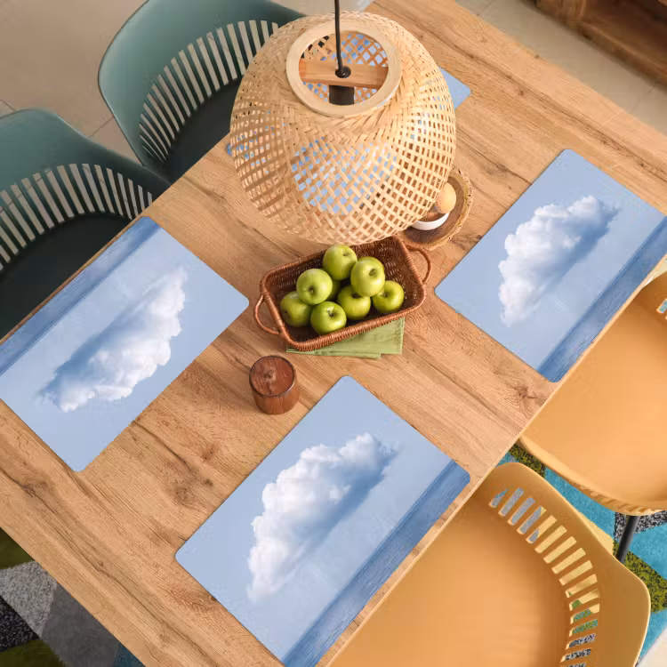 Placemat - 6 stuks - Wolk - Regen - Natuur - Wolk - Regen - Natuur Placemat vinyl groot