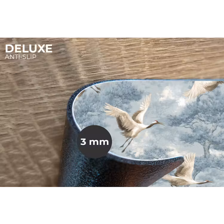 Wolken - Kraanvogels - Blauw Placemat vinyl groot 368 -closeup