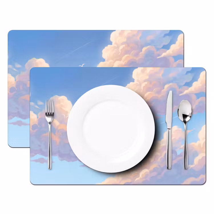 Wolken - Lucht - Natuur - Blauw Placemat vinyl groot -zzsfeer2_Kitchenyeah-website