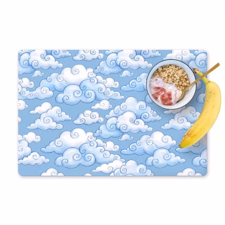 Wolken - Patroon - Hemel - Illustratie - Wit Placemat vinyl groot -zzzproduct_Kitchenyeah-website