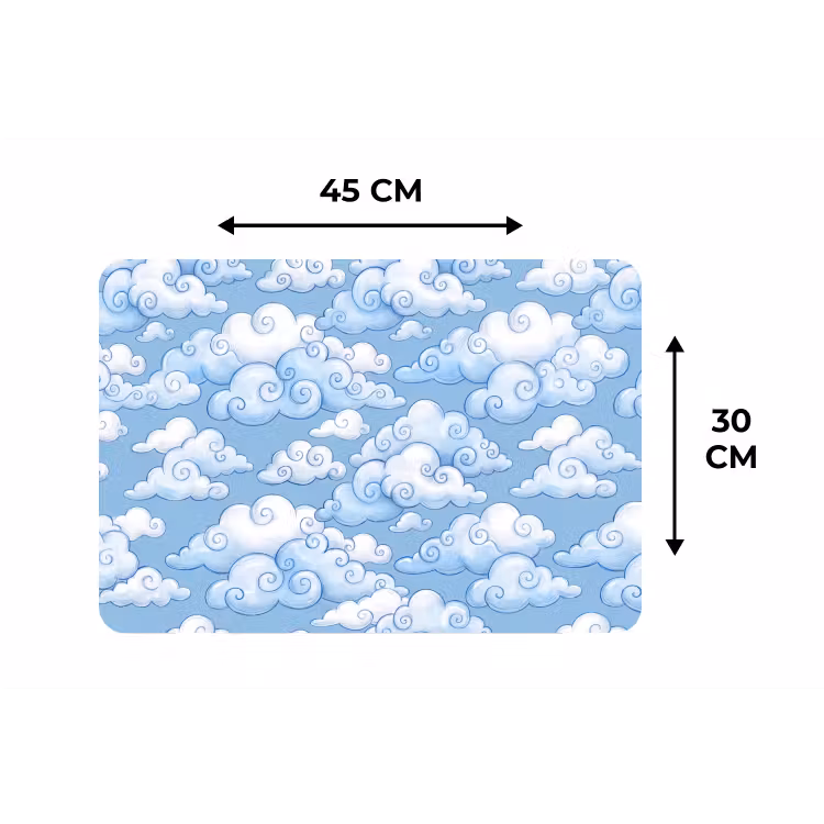 Wolken - Patroon - Hemel - Illustratie - Wit Placemat vinyl groot -specs