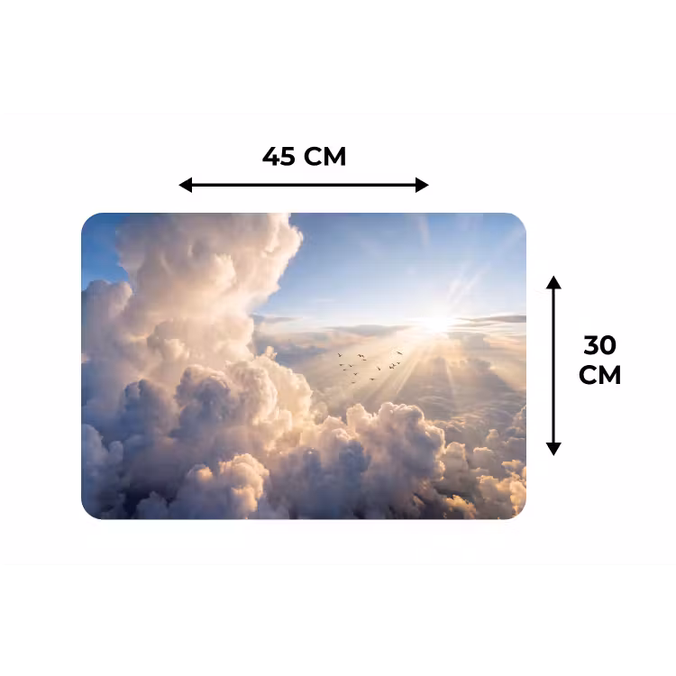 Wolken - Zonnestralen - Natuur - Wit Placemat vinyl groot -specs