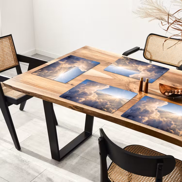 Wolken - Zonnestralen - Natuur - Wit Placemat vinyl groot -zzsfeer4_Kitchenyeah-website