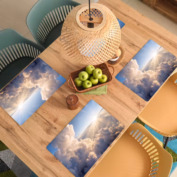 Wolken - Zonnestralen - Natuur - Wit Placemat vinyl groot -zzsfeer5_Kitchenyeah-website
