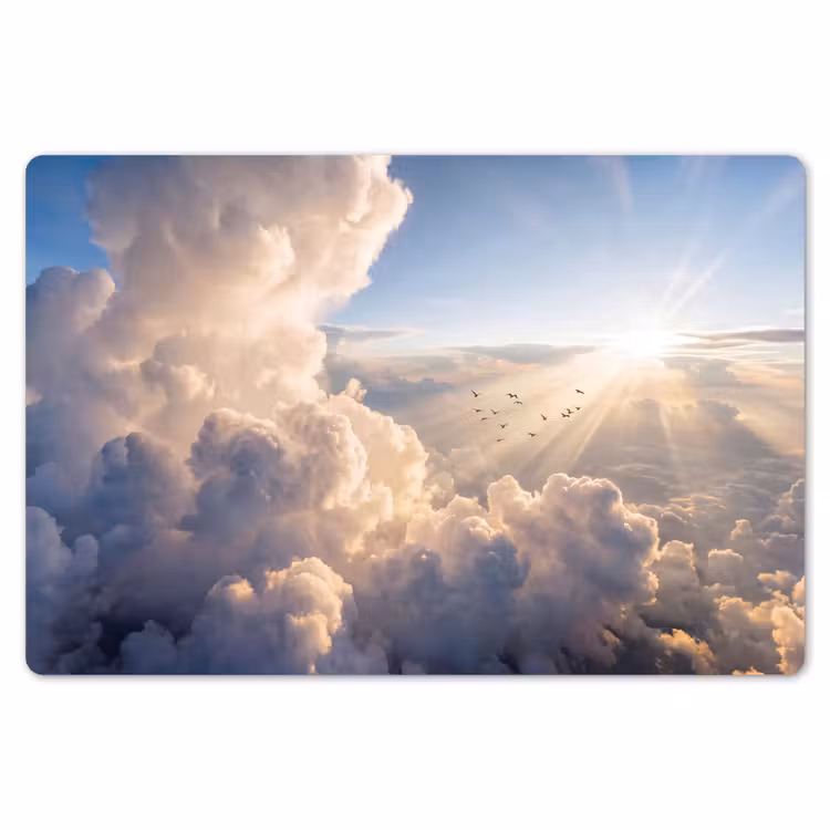 Wolken - Zonnestralen - Natuur - Wit Placemat vinyl groot -zzsfeer1_Kitchenyeah-website
