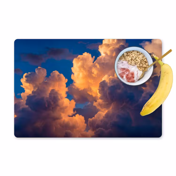 Wolken - Zonsondergang - Natuur - Oranje - Blauw Placemat vinyl groot -zzzproduct_Kitchenyeah-website