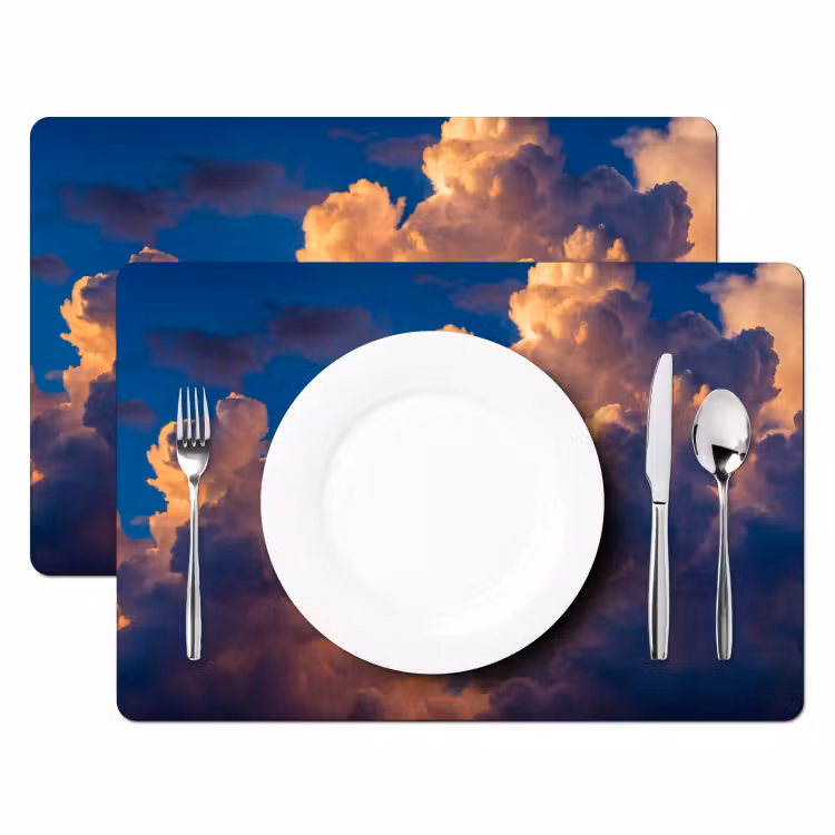 Wolken - Zonsondergang - Natuur - Oranje - Blauw Placemat vinyl groot -zzsfeer2_Kitchenyeah-website