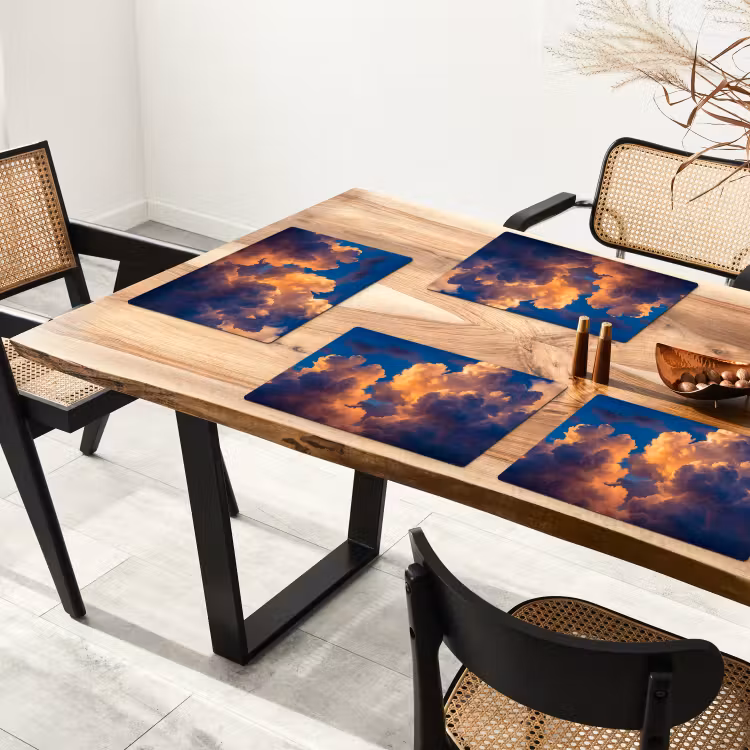 Wolken - Zonsondergang - Natuur - Oranje - Blauw Placemat vinyl groot -zzsfeer4_Kitchenyeah-website